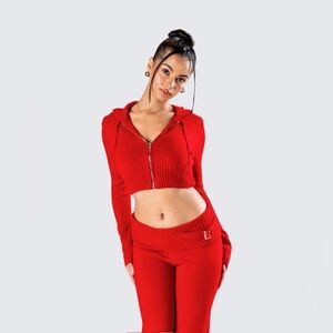 Finesse Alyssa Red Knit Cropped chic Y2K Jacket 2X/3X CC24-29